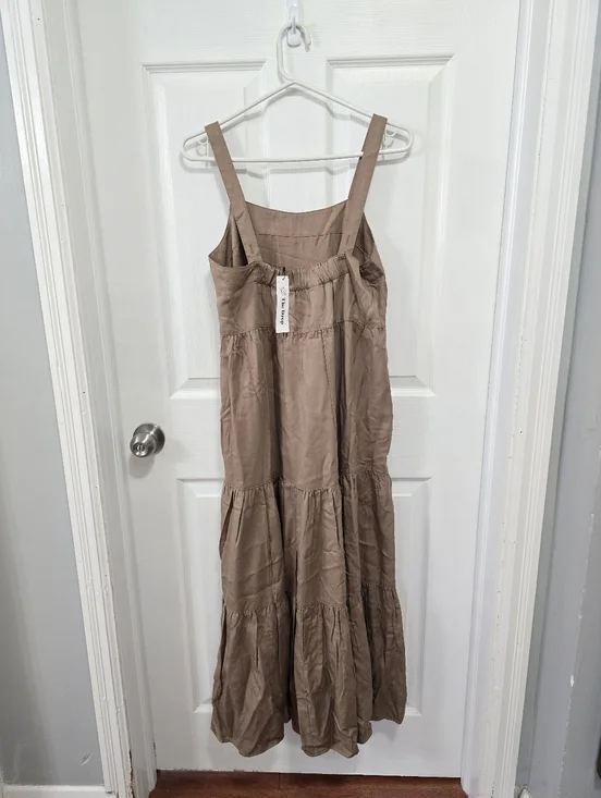 The Drop BRITT dress In Mushroom Size S. Tiered Strappy Maxi Dress - Picture 6 of 6